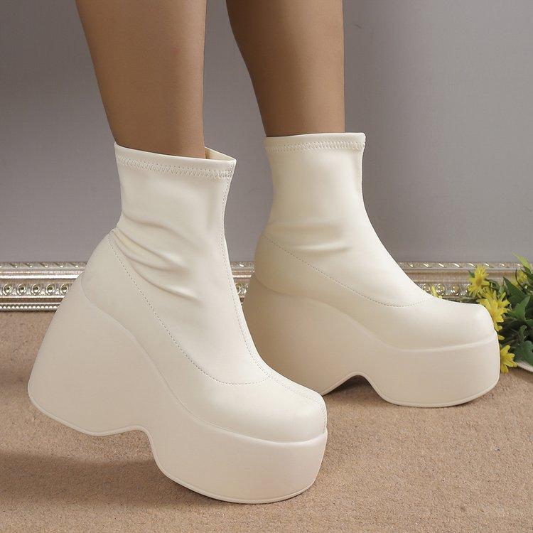 Brand New Gothic Style Chunky Platform Women Ankle Boots Big Size 43 Sexy Elegant Walking Comfy Woman Shoes Platform Boots D343