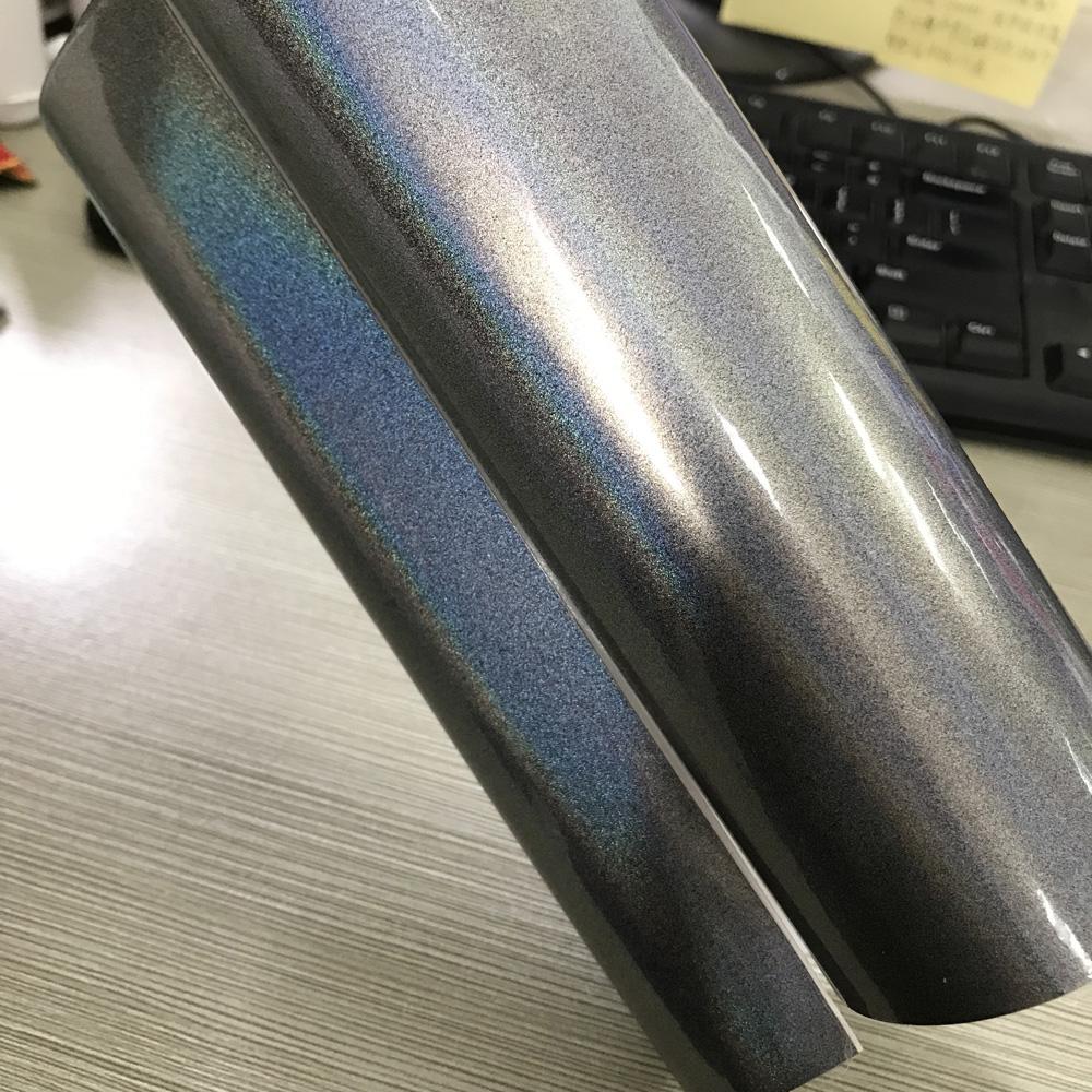 18m X 1.52m Holographic Rainbow Laser Silver Vinyl Wrap Roll Decals for Car Whole Body Wrapping, Car Styling Sticker Glossy Film