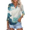 Женская летняя модная повседневная рубашка с v-образным вырезом и рукавами три четверти с принтом, топ