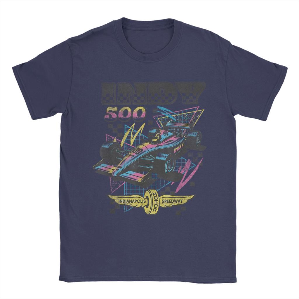 Men T-Shirt Indianapolis Motor Speedway Unique Cotton Tee Short Sleeve 90's Vibes Retro Poster T Shirt Merch Graphic Printed