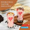 Cute Heart Ice Cream Print Stainless Steel Insulated Coffee Tumbler Vacuum Travel Mug Reusable Cup for Office School Gift Idea
