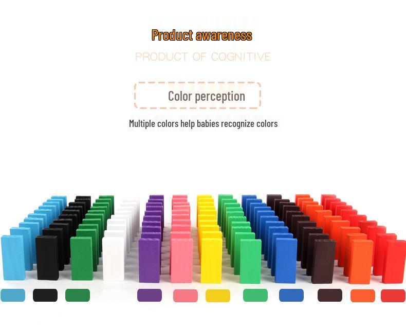 Colored Wooden Domino Blocks - 120 Pieces for Kids Age 2-6