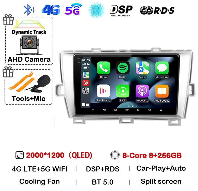 Android 14 Carplay Auto для Toyota Prius 3 XW30 2009 2010 2011 2012 2013-2015 LHD RHD Автомобильный радиоприемник Мультимедийный проигрыватель GPS Стерео DSP
