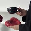 Кружки и тарелки в форме сердца Керамические кофейные чашки Кружки Высокий уровень внешнего вида Высококлассные Молочные Бытовые Парные чашки для питья