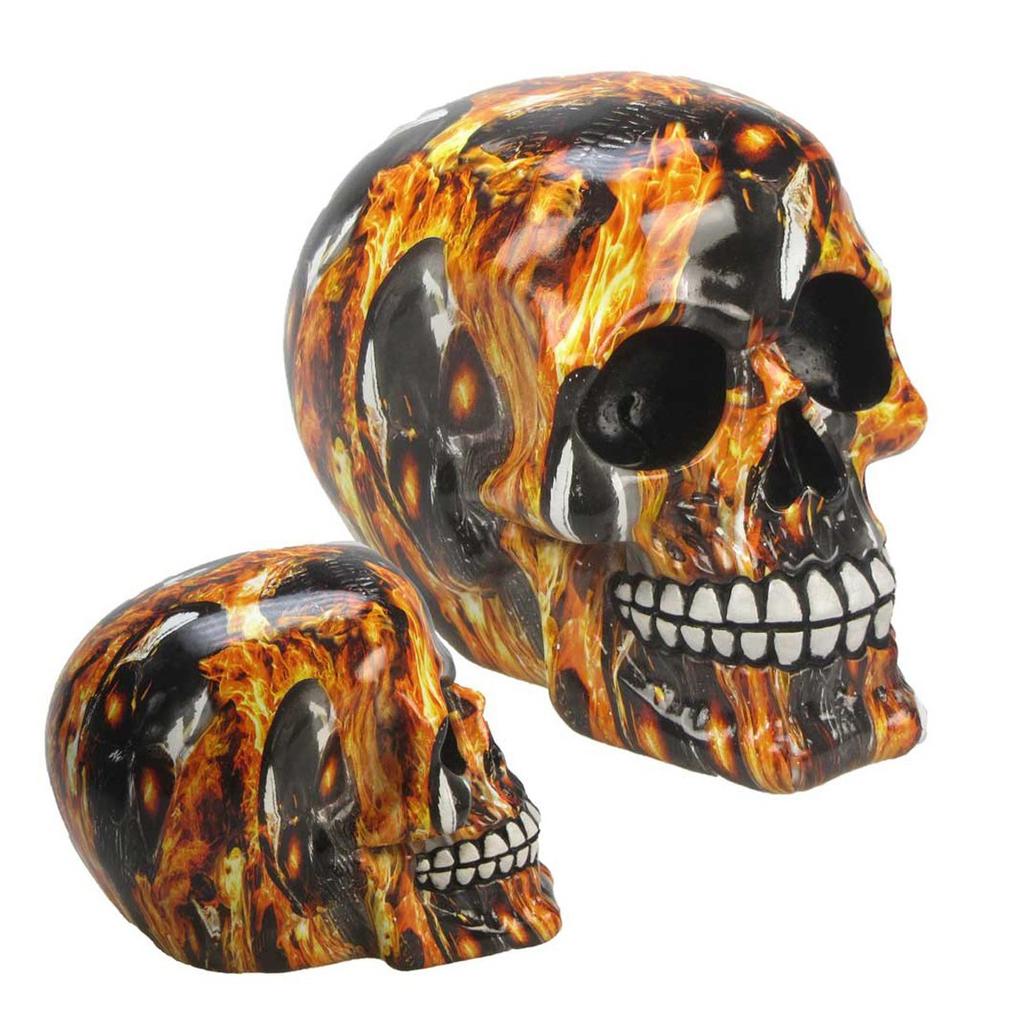 Les Trésors De Lily [R6687] - Resin Figurine 'Skull' Fire-flames - 150x120x105 Mm