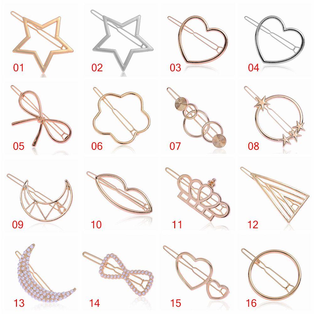 Hair Styling Barrettes Metal Hairclips Star Heart Hair Pins Knot Hair Clip Geometric Hairpins