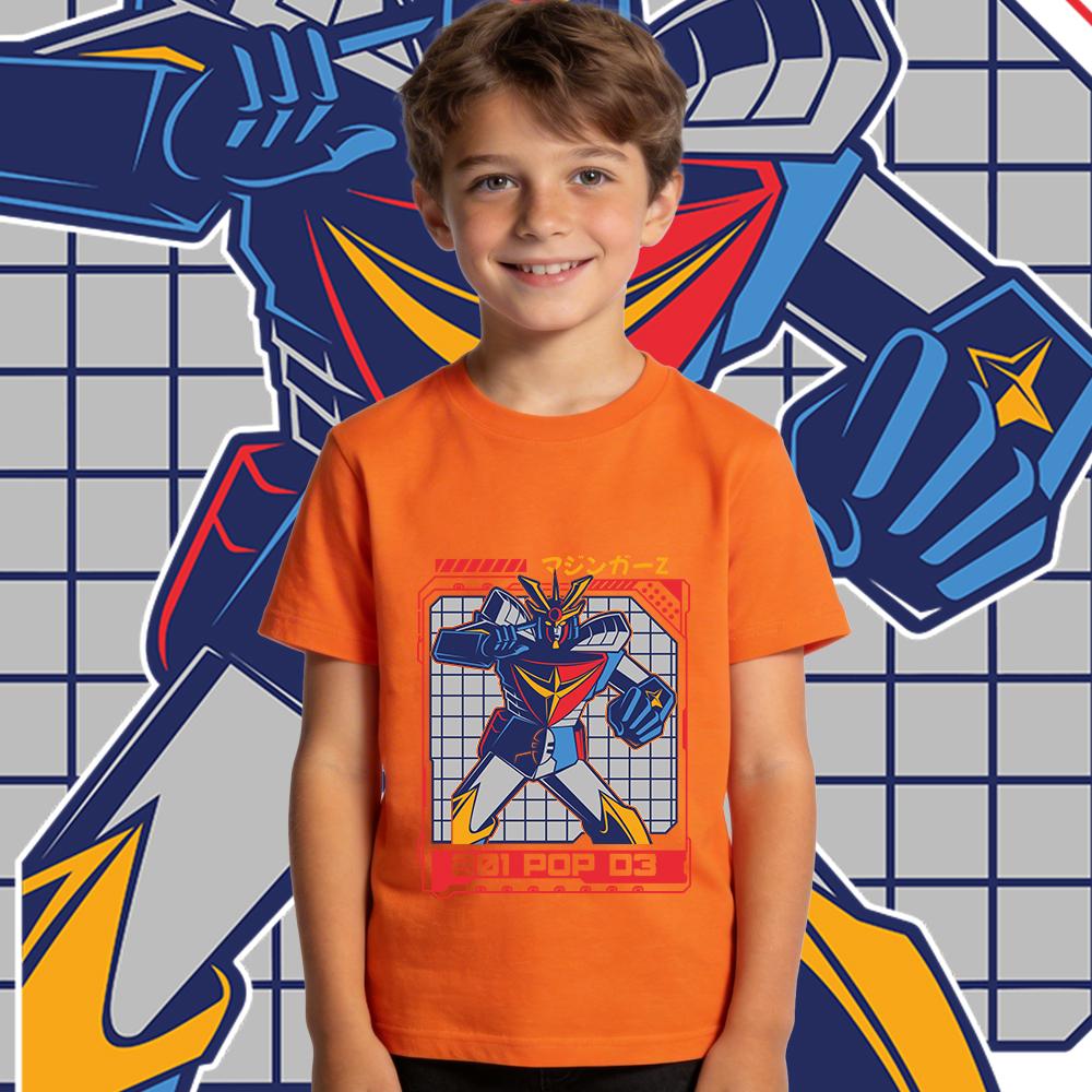 Mazinger Z Anime Print Cotton T Shirt for Kids Breathable Tee Top Boys and Girls Casual Summer Clothes