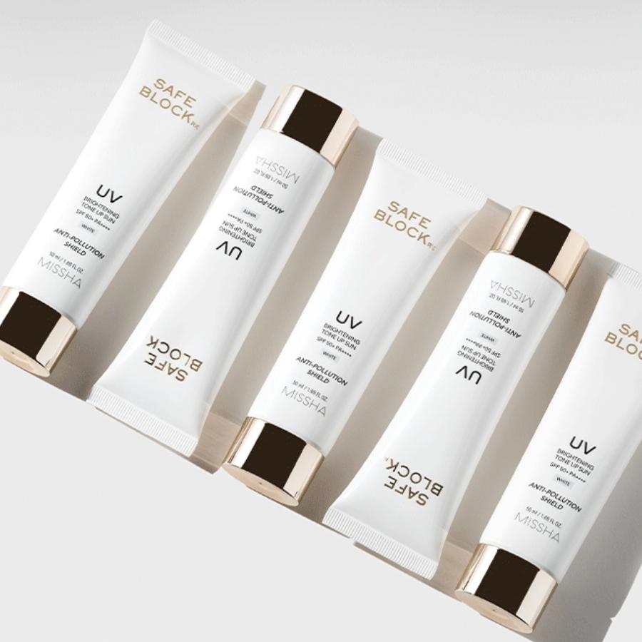 MISSHA Солнцезащитный крем Safe Block RX Brightening Tone-Up SPF50+ PA++++ 50 мл, ежедневная защита от ультрафиолета + усилитель сияния