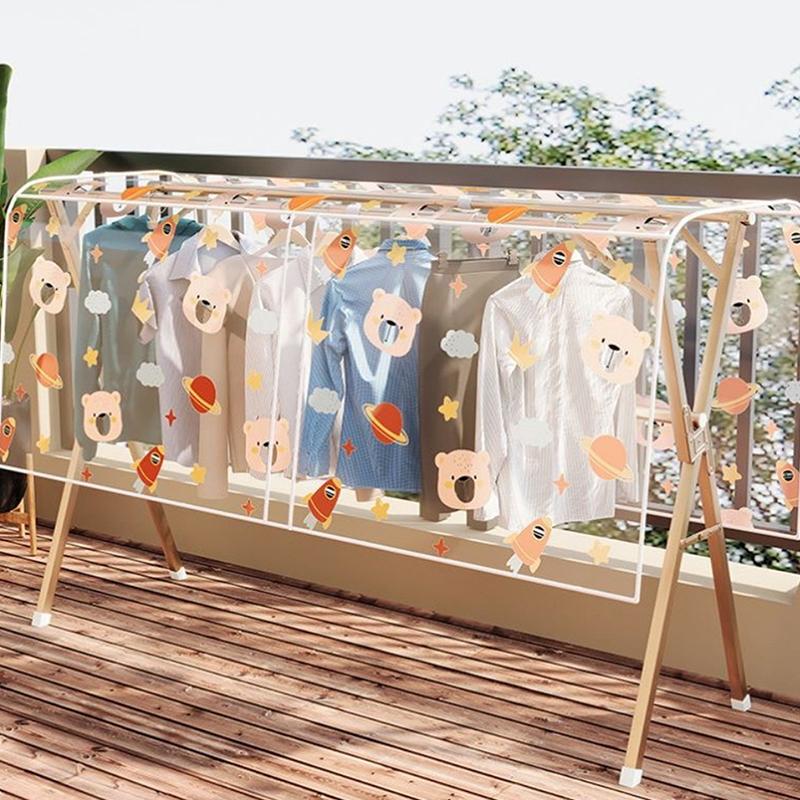 Cute Bear-Shaped Clothes Dust Cover Made Of High-Quality Peva Fabric Transparent Cover For Double Garment Racks Easy To Store