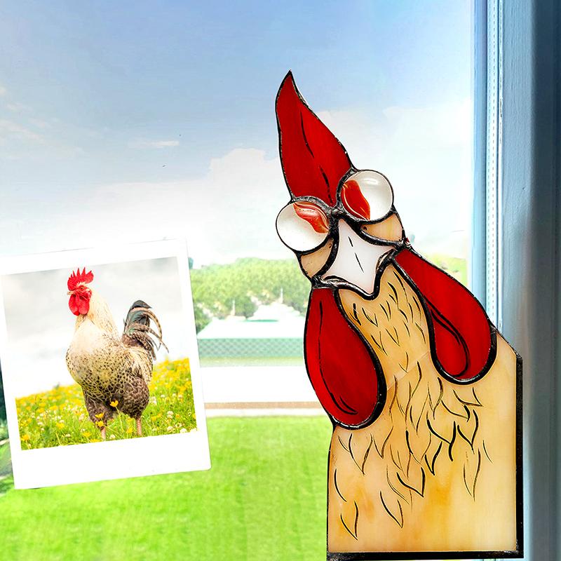 1шт оконный орнамент без перьев 2D домашний петух оконный угловой декор акриловый животное на открытом воздухе