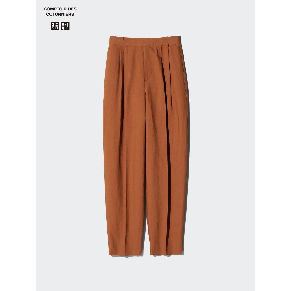 Uniqlo Длинные брюки из японской льняной смеси Barrel Leg