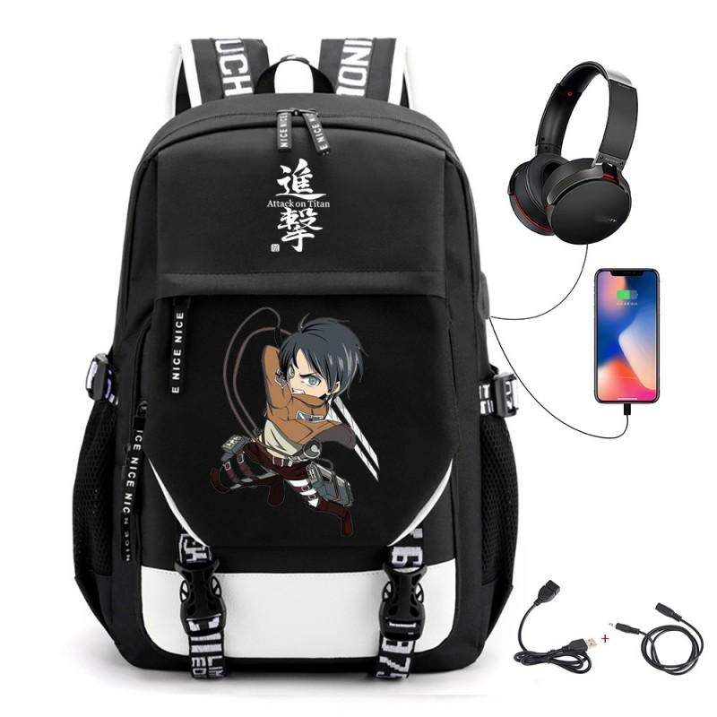 Anime-Inspired Canvas Backpack Students Travelers With USB Charging Port Breathable Padded Straps Unisex School Bag
