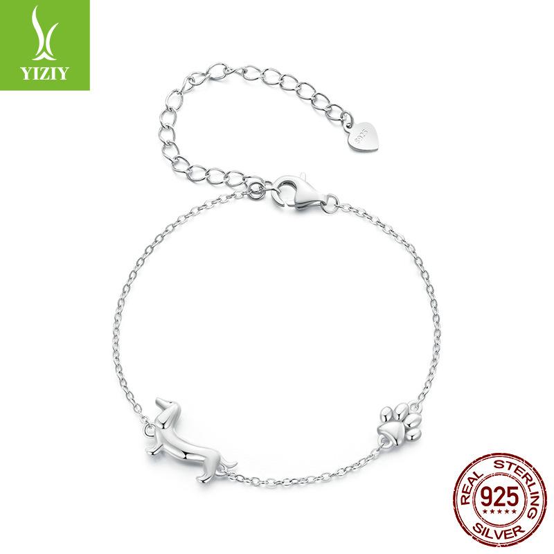 Dachshund Dog Bracelet Female Simple Cute Animal Puppy Cat S925 Sterling Silver Bracelet