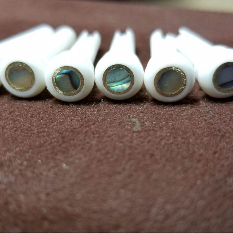 Pure Cow Bone Guitar String Peg with Copper Ring and Shell Dot - Universal Folk Guitar Fastener