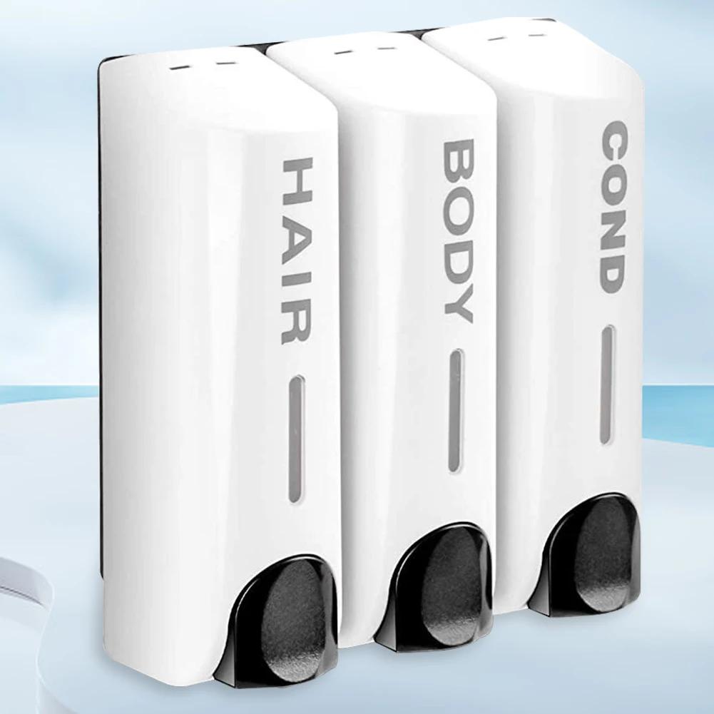 Тройной диспенсер для геля для душа, шампуня, 350 мл, многоцелевой, настенный, термостойкий, большой емкости, для ванных принадлежностей