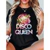 Женская футболка большого размера DISCO QUEEN с графическим принтом, повседневный топ с коротким рукавом и круглым вырезом для лета и весны, женская одежда