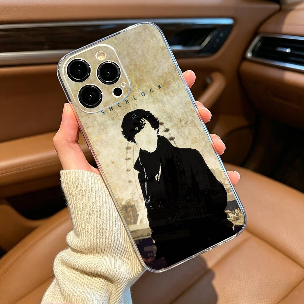 Классический британский чехол для телефона Шерлок Холмс Для iPhone17,16,15,14,13,12,11 ,Pro Max,16/15/14 Plus Прозрачный чехол