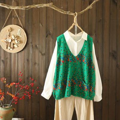 Хлопковый трикотажный жилет женский свободный безрукавный свитер без рукавов свободный жилет повседневный жилет с V-образным вырезом