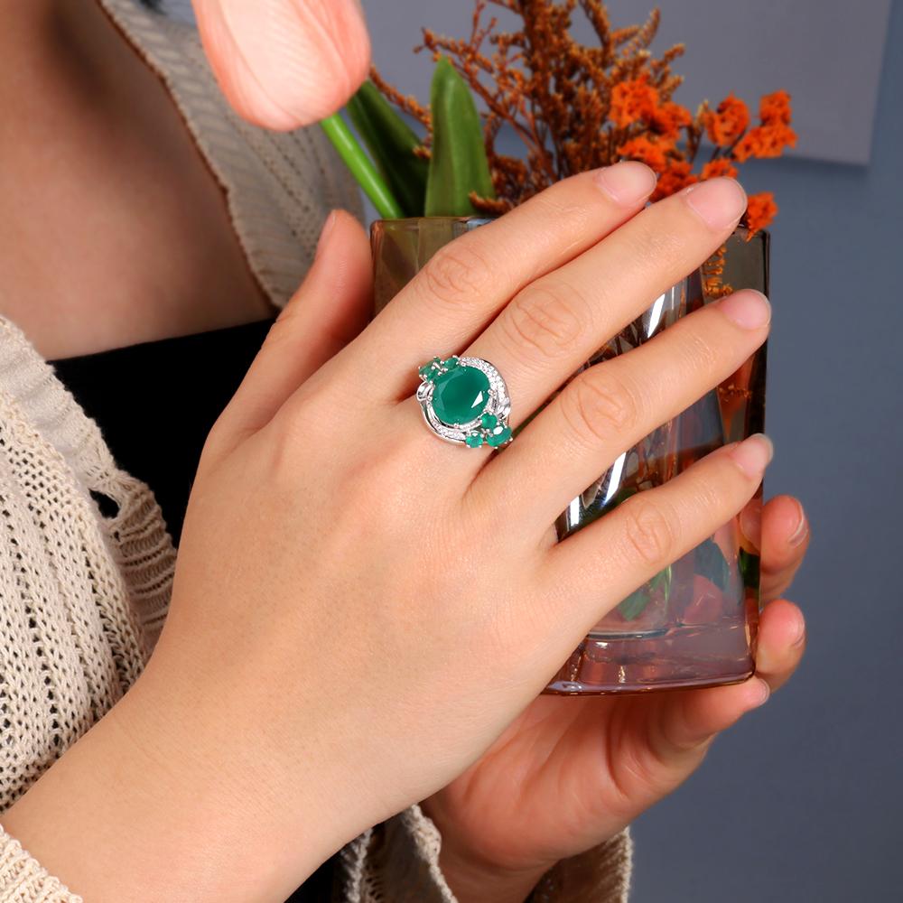 Уникальные роскошные кольца из натурального зеленого агата, серьги, кулон, ожерелье, комплект модных женских ювелирных украшений, подарок на годовщину, банкет