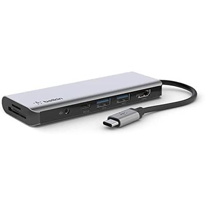 Belkin Док-станция-концентратор USB-C 7 в 1 100 Вт PD HDMI SDmicro SD карта 3,5 мм аудио совместима с iPad 9 iPad mini 6 M1 iPad Pro M1 iMac M1 MacBook