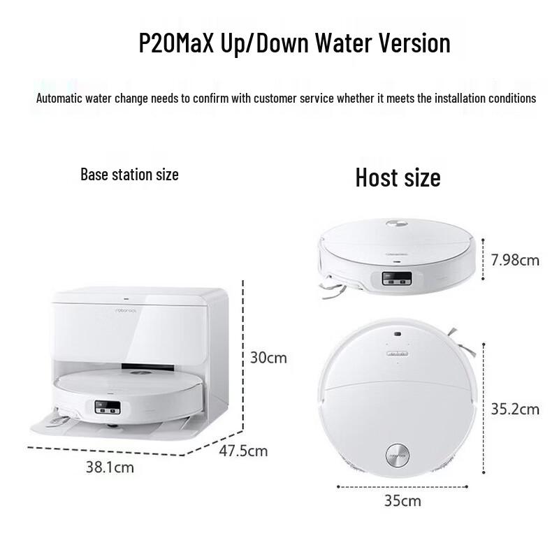 Roborock P20 Max Robot Vacuum & Mop with Auto Water/Dust and Hot Mop Wash