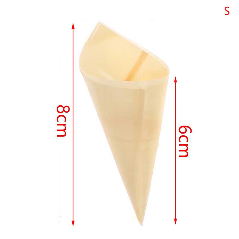 50Pcs Disposable Wood Appetizer Cones Ice Cream Cone Cups Party Candy Cones