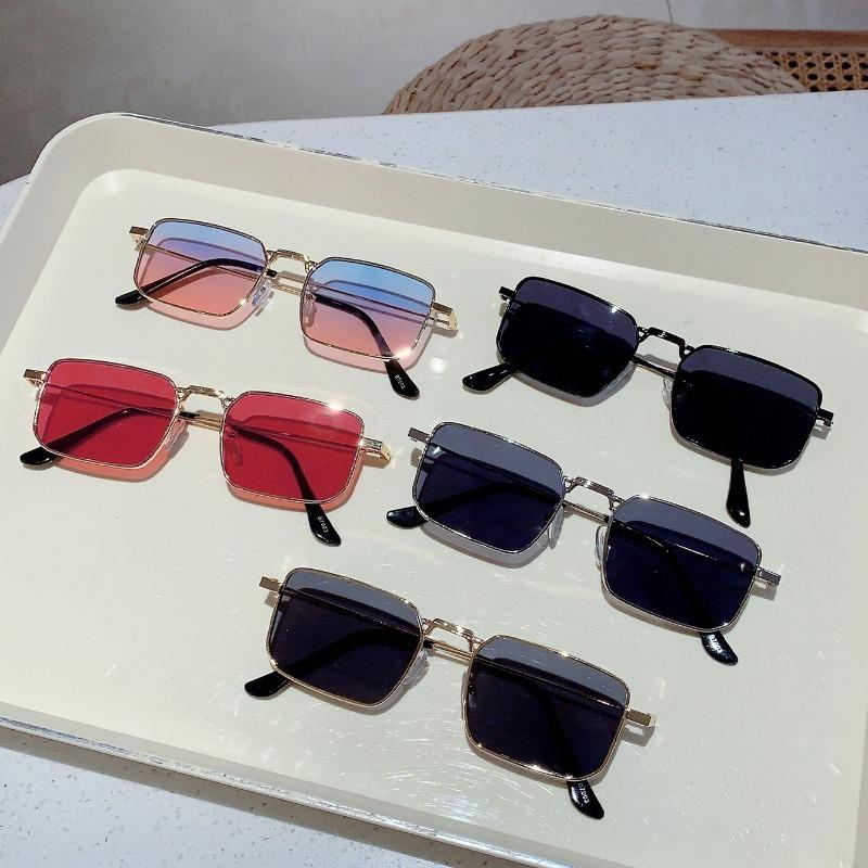 Ретро квадратная оправа Стимпанк металлический стиль Европейская и американская хип-хоп личность Пружинная дужка солнцезащитные очки