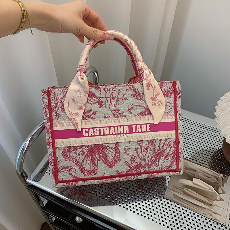 Новая высококачественная сумка-тоут контрастного цвета с бабочками, размер шелкового платка, ручная женская сумка