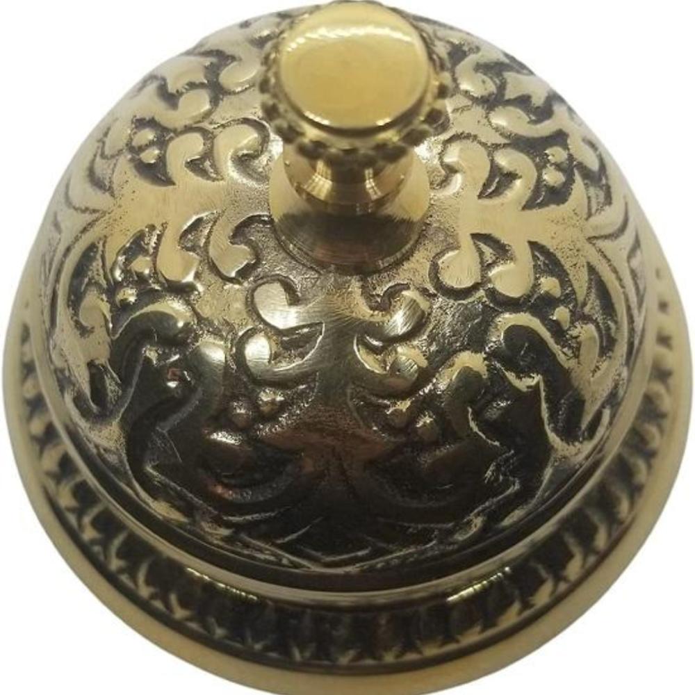 Nautical Brass Antique Table Bell – 10.16 CM Solid Brass Vintage Desk Bell