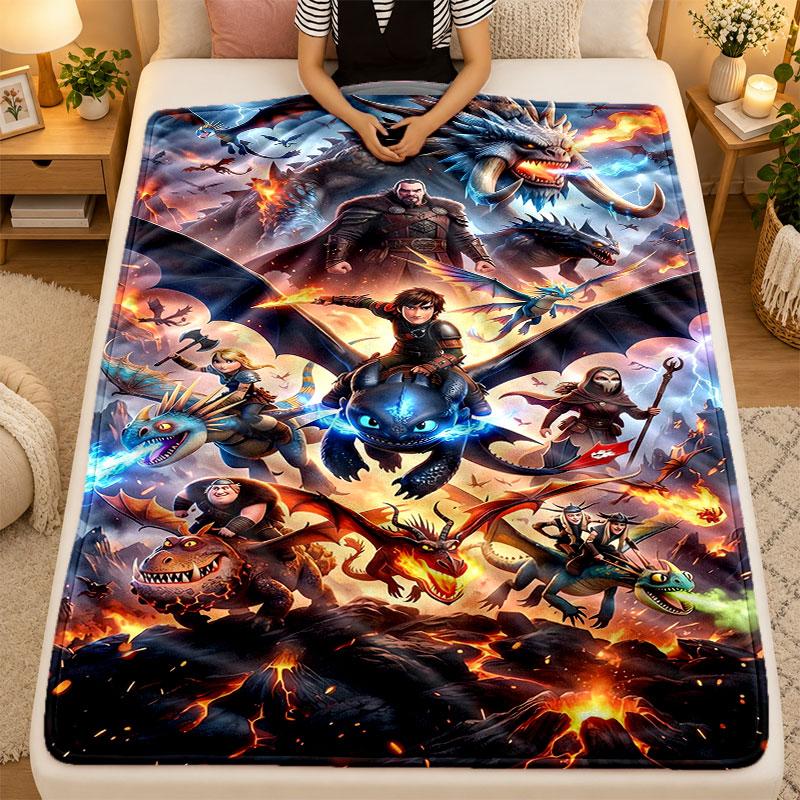 Flannel BlanketHow to Train Your Dragon Warm Soft Throw Blanket for Indoor Sofa Bed Living Room Use