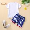 Повседневные наряды Топы с коротким рукавом Шорты-шаровары со звездами и полосками День независимости 4 июля Детская одежда для отдыха