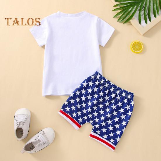 Повседневные наряды Топы с коротким рукавом Шорты-шаровары со звездами и полосками День независимости 4 июля Детская одежда для отдыха