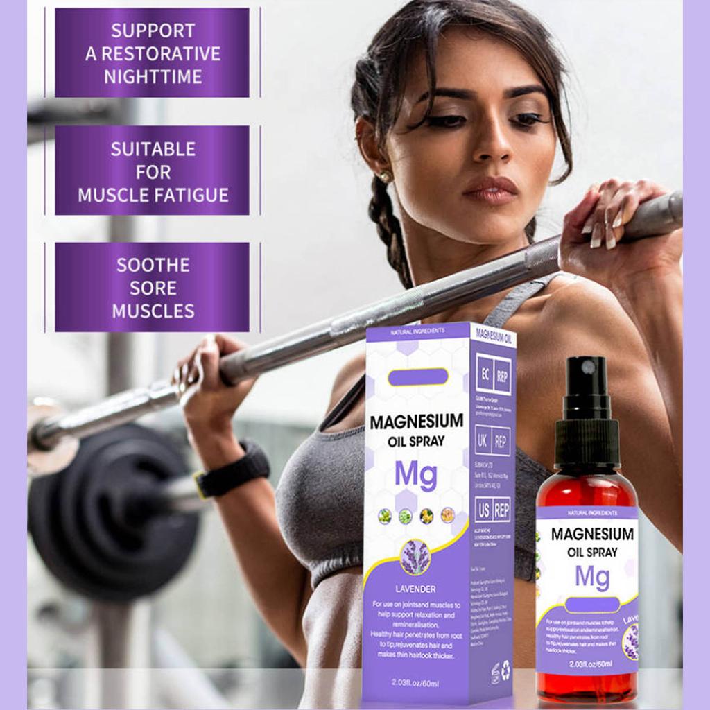 Magnesium Oil Spray Body Relaxation Lavender Improve Sleep Muscle Pain Magnesium Oil Body Spray,60ML