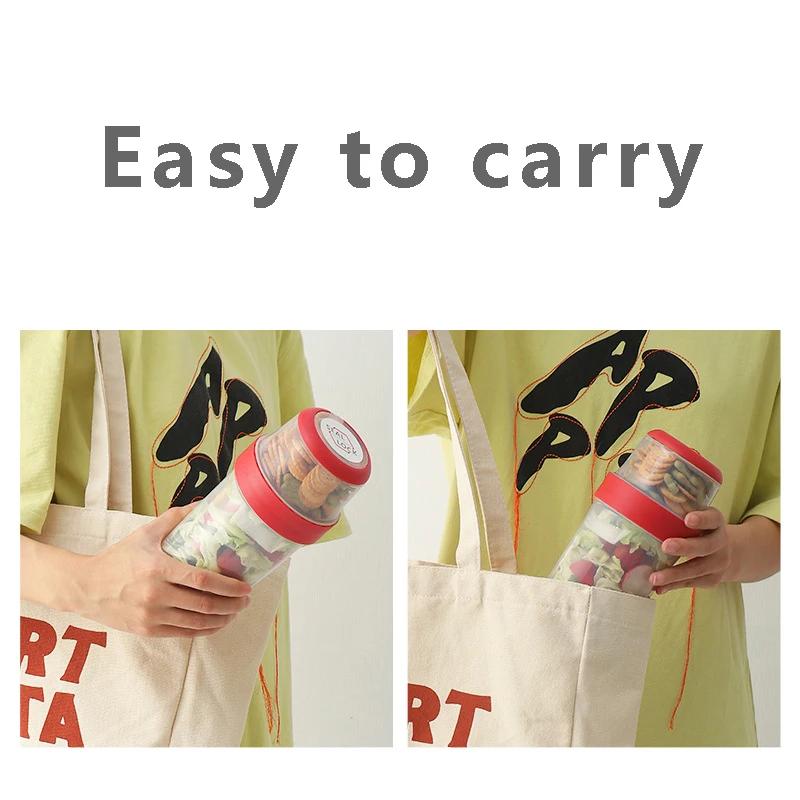 Салатный стаканчик, двухсекционный пищевой контейнер, высококачественная коробка для фруктового салата, переносная коробка для йогурта, двухэтажный контейнер