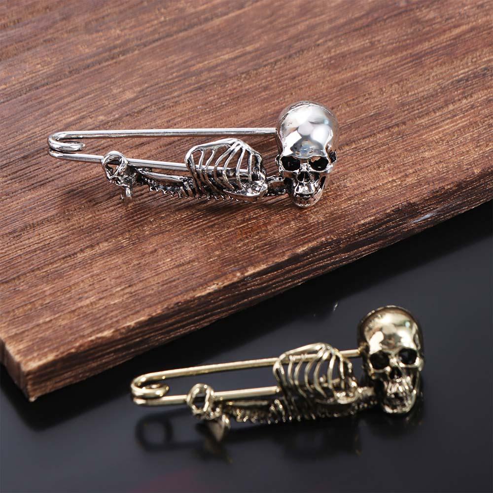 Creative Halloween Skeleton Brooch Vintage Gothic Skull Badge Lapel Pin Retro Skull Pin Women