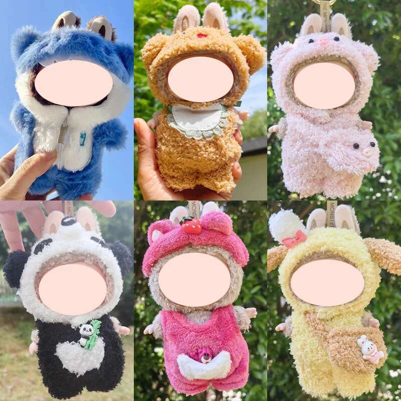 1517Cm Plush Doll Clothes For Labubu Doll'S Clothes Dinosaur Animal Suit Black Suit Rose Crown Outfit Accessories Doll Clothing