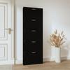 342512 vidaXL Shoe Cabinet Black 59x17x169 Cm Engineered Wood