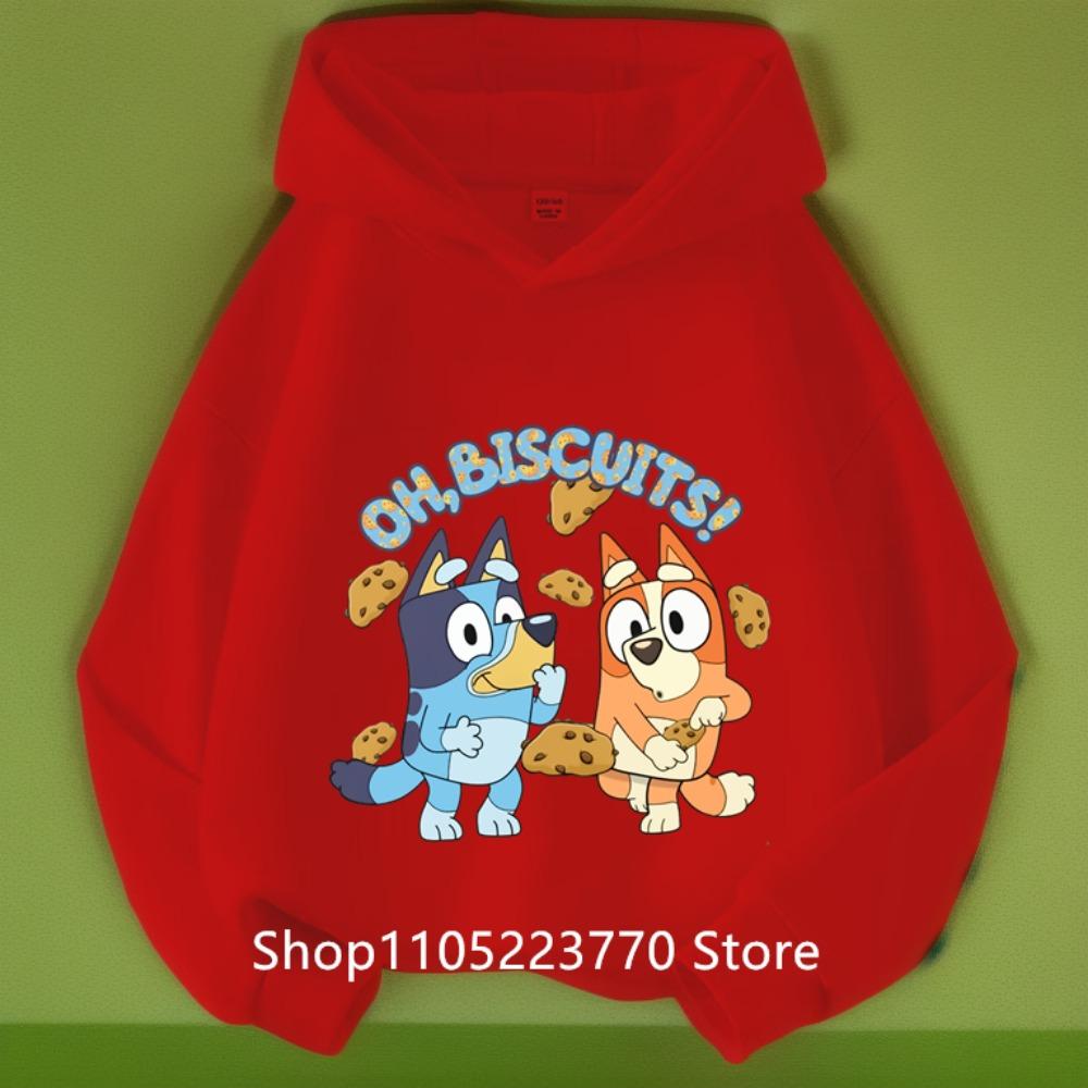 Детская толстовка с капюшоном Bluey, осенне-зимняя, теплая, мягкая, пуловер, удобный повседневный топ для детей
