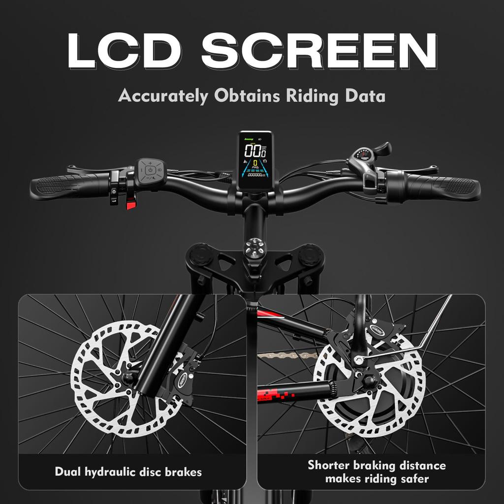 CLEYTRO electric bike, 26-inch mountain bike, 750W motor, 48V 18Ah battery, full suspension, 45-90km range.