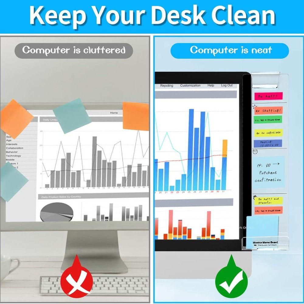 Multi-functional Monitor Memo Board Transparent Computer Sticky Note  Office Supplies
