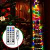 Santa Claus Doll Climbing Ladder LED String Lights Indoor Outdoor, USB/Solar Charging with Remote, Window Garden Christmas Decor