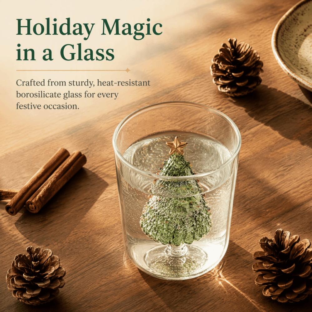 Heat-resistant 3D Christmas Tree Built-in Glass Cup Transparent Christmas Gift Gift Giving