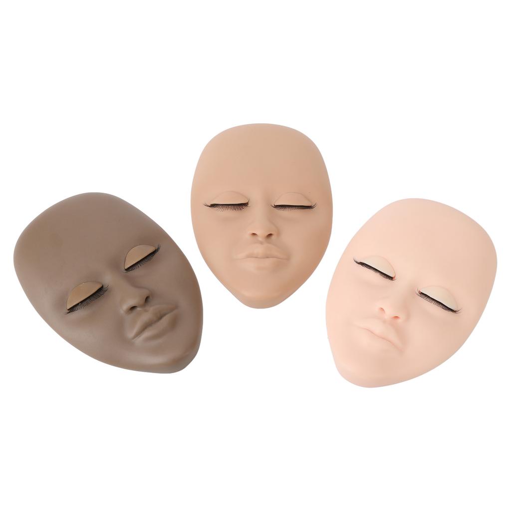 3шт. Головка манекена для наращивания ресниц, учебная головка для практики со съемными веками, двойная