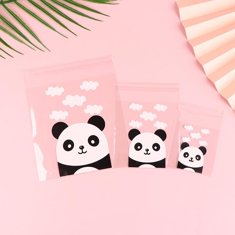 100 шт./упак. самоклеящиеся мешочки для печенья в виде панды, свадебные мешочки для конфет
