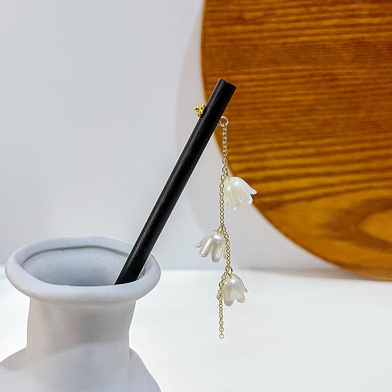 Национальный стиль Жемчужный цветок Кисточка Кисточка Кисточка Подвеска Аксессуар для ханьфу Заколка для волос Женская Новая китайская Древний стиль Заколка для волос с колокольчиком и орхидеей