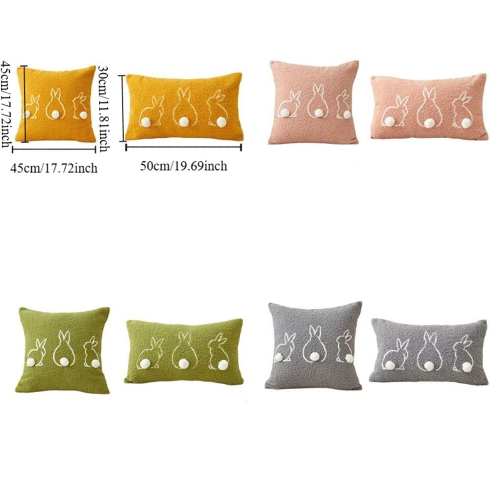Plush Easter Bunny Pillow Cover Square/Rectangular Pillowslip Cartoon Rabbit Pillow Case Bed Room