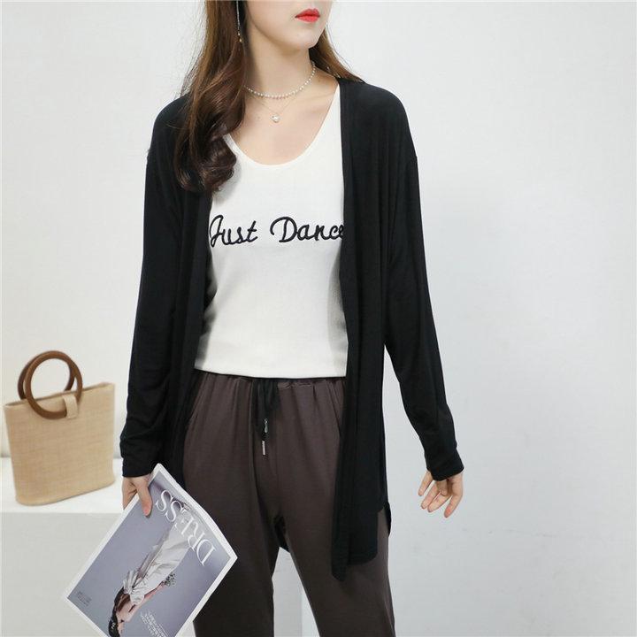 Women's Plus Size Mid-Length Cardigan: Spring/Summer Korean Style Shawl-Coat In Lightweight, Solid Colors