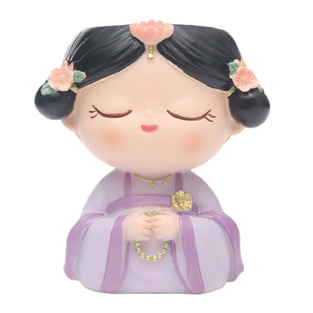 Head Planter Girl Figurine Ornament Flower Arrangement Container Cute Plant Pot