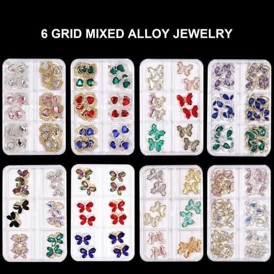 1 коробка DIY нейл-арт стразы украшения 3D сердце бабочка корона прямоугольник искусственный кристалл на сплаве подвески креативные украшения аксессуары