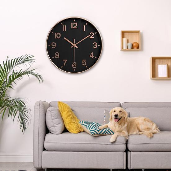 Wall Clock Quartz Movement Clear Display Large 3D Numbers Silent Operation Battery-Powered Non-Ticking Clock